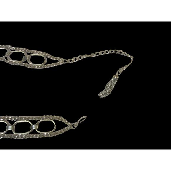 Unbranded Chain Link Metal Belt Y2K Glam Silver 38” - Picture 6 of 9